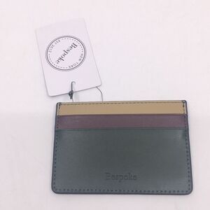 NWT Bespoke Unisex Dark Green Colorblock Leather Card Holder Wallet